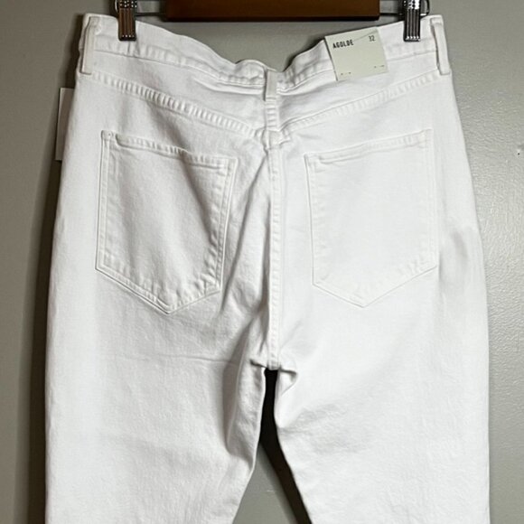 AGOLDE Riley High-Rise Straight Cropped Jeans Button Fly in White Size 32 - Picture 5 of 6